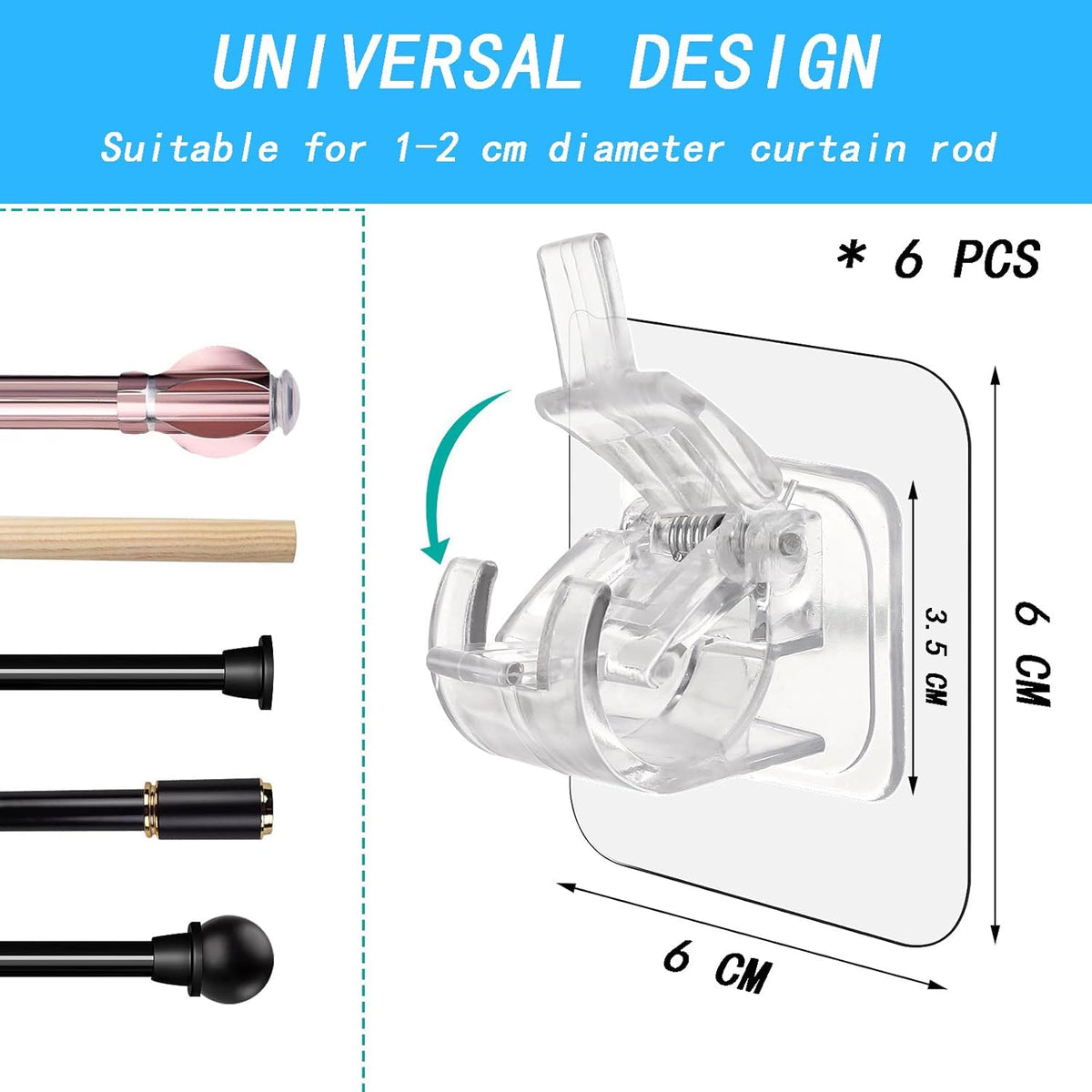 Self Adhesive Curtain Rod Holder Clips |🔥FLAT 50% SAVINGS🔥