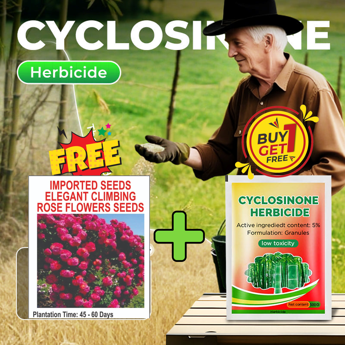 Cyclosinone Herbicide Granules | 🔥FREE CLIMBING ROSE SEEDS🔥